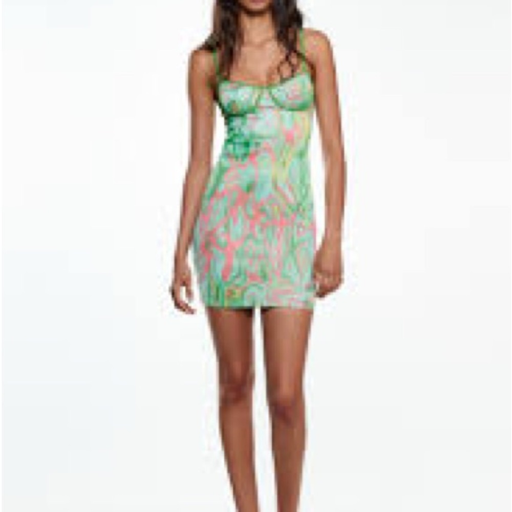 Zara | Sexy Summer Green and Pink Dress